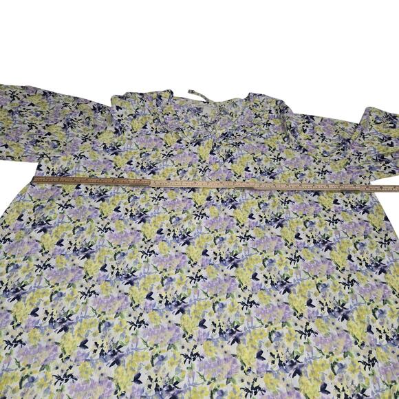 Emaline Woman Petite 2X Top Floral Blouse Micro Pleats Flowy Casual Career New - Picture 9 of 13